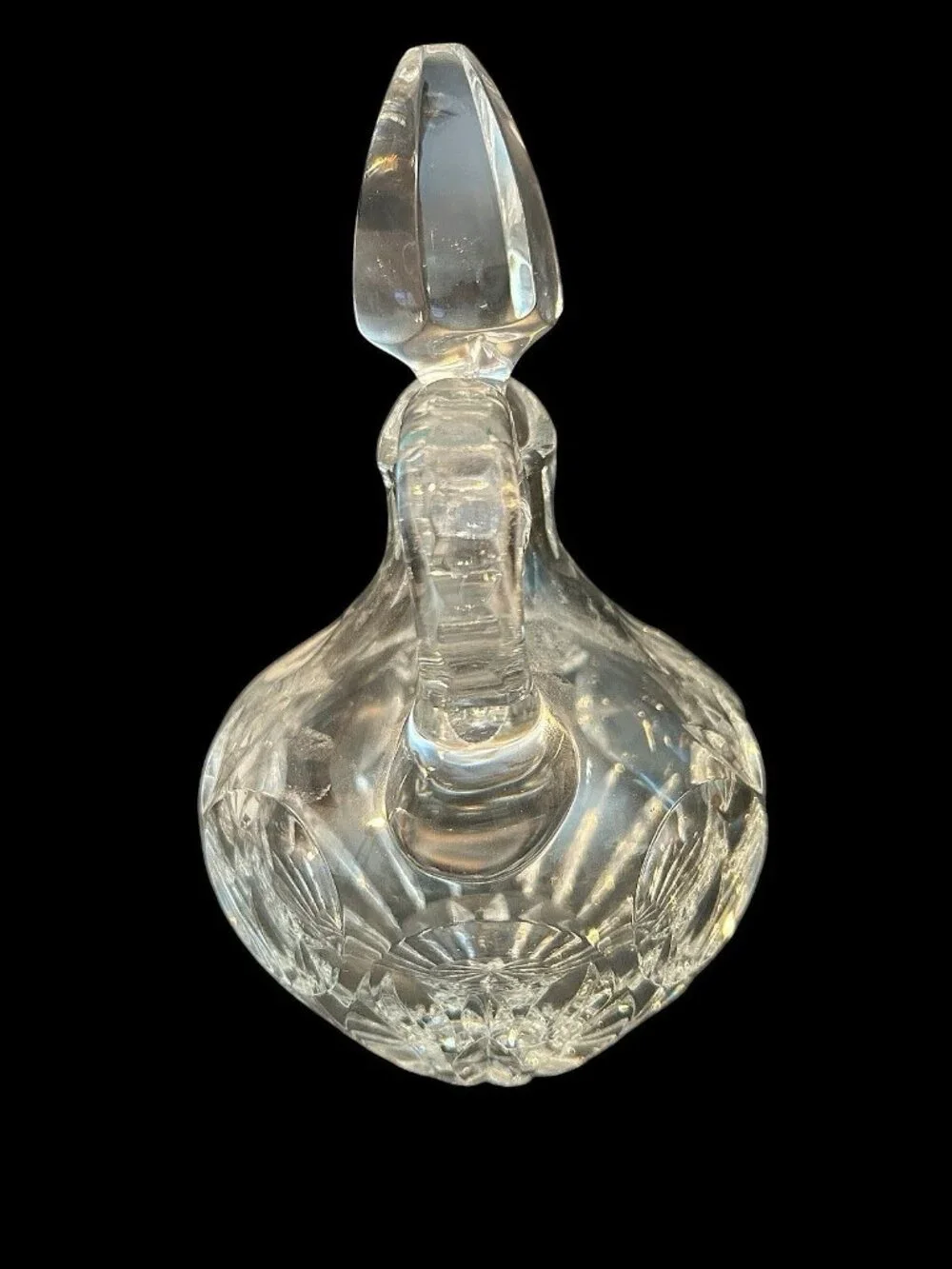 Vintage Elegant Cut Glass Cruets w/ Stoppers Diamond Point Pattern 7x5 Set of 2